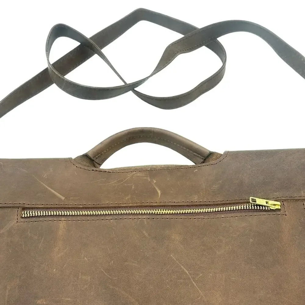 Rustico Leather Briefcase - Brown Leather UNISEX laptop/docs Bag